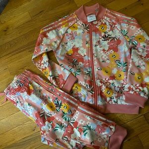 Girls Floral Adidas Tracksuit